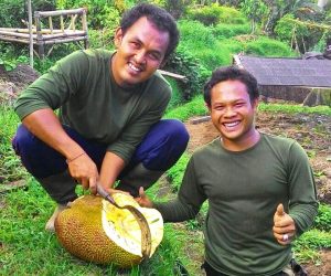 Garden crew with jackfruit