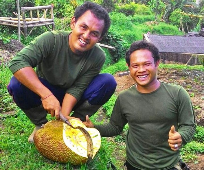 Garden crew with jackfruit