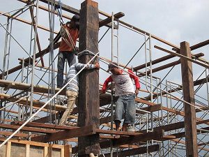 Lodge column in position