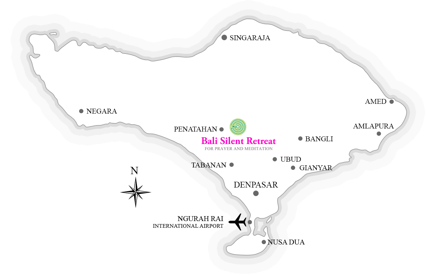 Bali Silent Retreat Bali island map