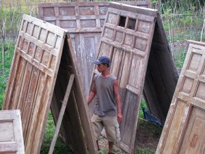 Cleaning and repairing the old teakwood panels