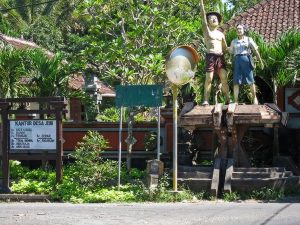 Teacher and female student statue