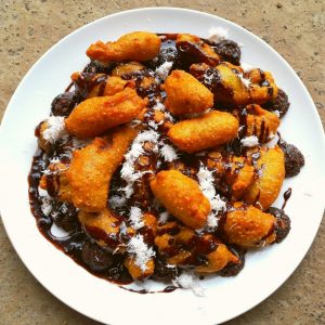 Bali Silent Retreat - Fried Bananas drenched with local cacao and coconut