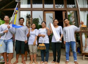 Bali Silent Retreat Housekeeping, Garuk, Arik, Martin, Putu, Ella, Agus