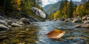 Drop a stone or leaf into the river